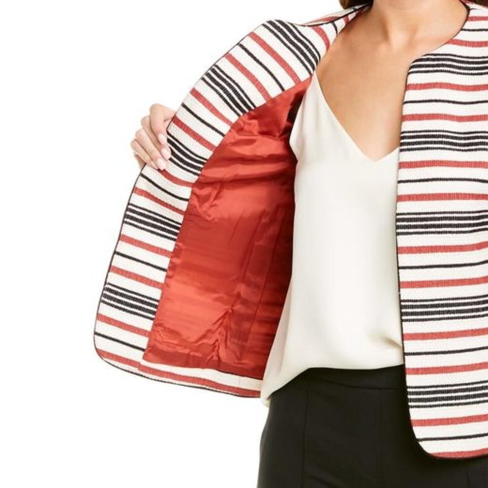 Anne Klein Piped Stripe Cardigan Jacket - Picture 2 of 5